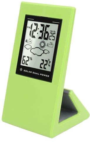 Station Météo sans Fil, Thermomètre et Hygromètre Intérieur et Extérieur à énergie Solaire avec Calendrier de Prévisions Météorologiques, Réveil Pression Barométrique pour la