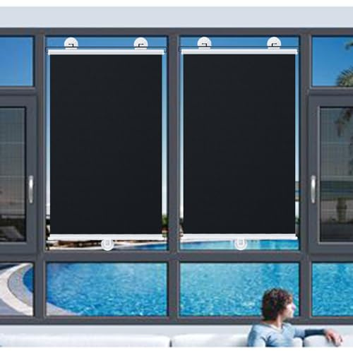 Saugnapf-verdunkelungsrollos, Verdunkelungsvorhänge Ohne Bohren, Dachfenster Rollo, Temporäre Thermorollos Jalousien, Sonnenschutzrollos Für Haus/küche/büro,2pc-40x150cm/16 * 59in