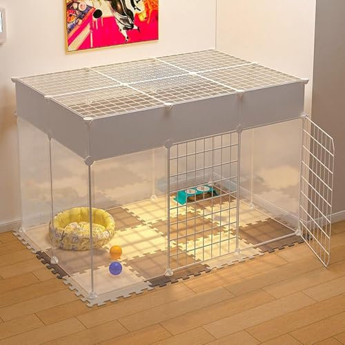 CHEMYO Hundekäfig – Hundelaufstall, Hundegehege, Kaninchenkäfig, Hasenkäfig, DIY-Kleintierkäfig, tragbarer Drahtzaun für kleine Tiere, Welpen, Kätzchen und Kaninchen, Hofzaun für den Innen-/Außenbe