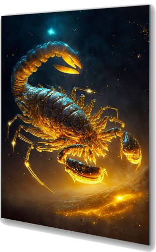 UVTECHPRINT Glasbild Wandbild Heimdekoration Sternzeichen Skorpion Scorpio 60x90 cm Wohnzimmer Kunstdruck Bilder auf Glas