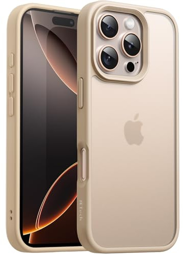 JETech Matte Hülle für iPhone 16 Pro, Titan Wüstensand | Robuster Schutz, Matte Rückseite, Anti-Fingerabdruck, Stoßfestes Design