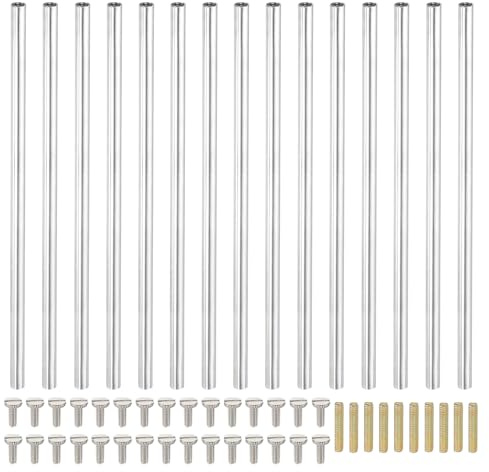 PATIKIL 130mm (5,1) Runde Hülsenmutter Kupplungsmuttern-Set, M4 Gewindehülse Stangen-Hardware mit vollständigem Gewindestab-Schlitzschraube für Lampenmodell-Möbel-DIY-Reparaturteil