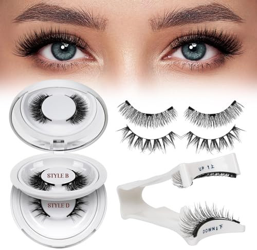 Magnetische Wimpern natürlicher Look, wiederverwendbares Magnet Wimpern Set mit Applikator, kein Kleber nötig Wimpern magnetisch QUEWEL einfach zu tragen und zu entfernen mit Anleitung (B+D-2 Paare)