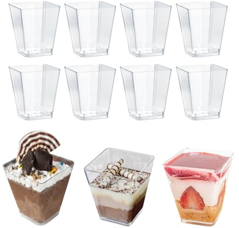 ZFOEFO Dessertkoppar, 50 stycken dessertkoppar, 160 ml, återanvändbara, glasskålar, dessertglas, genomskinliga dessertkoppar, dessertglas för mousse, tiramisu, pudding