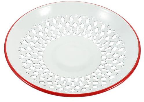 MAGICLULU Enamel Draining Basket Fruit Washing Basin Hollow Multipurpose Drain Basket Red Enamel for Kitchen Sink