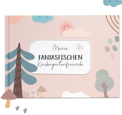Nabance Freundebuch Kindergarten Mädchen Schulfreundbuch Mädchen Jungen zum Ausfüllen Tragbar Freundebuch Schule Einschulung Geschenk für Freunde Lehrer Hardcover Rosa