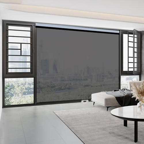 One-Way Mirror Privacy Roller Shade - Spring-Loaded Cordless Window Blind for Daytime Use, No Drill PET Waterproof Film Blocks Heat & UV, Fits Office/Study/Gaming Room(Black,46W x 150H cm)