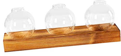 SEWOART Pflanzenterrarium Mit Holzständer Für Hydrokulturpflanzen Glasvasen Für Blumenarrangements Tisch-pflanzenterrarium Für Zuhause