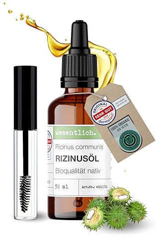 wesentlich. Rizinusöl Bio 50ml mit Pipette | Natürliches Wimpern- & Haaröl | Kaltgepresst, Vegan & Rein | Pflege für Haut & Nägel