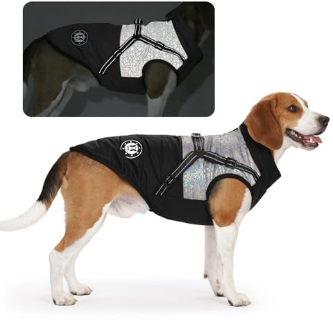 LUOWAN Hundemantel für kleine Hunde, Hundemantel mit Geschirr, Reflektierende Outdoor-Hundeweste, Winter Hundejacke für Katzen, Welpen, kleine, mittlere Hunde