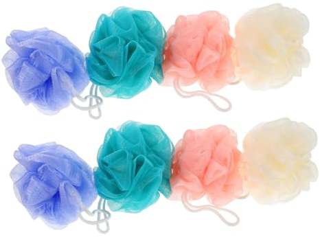 Baluue 8 Pezzi Spugne Doccia Morbide e Resistenti Schiumosa Esfoliante per Corpo Spugna Bagno e Durevole Accessori Bagno per Pulizia Donna