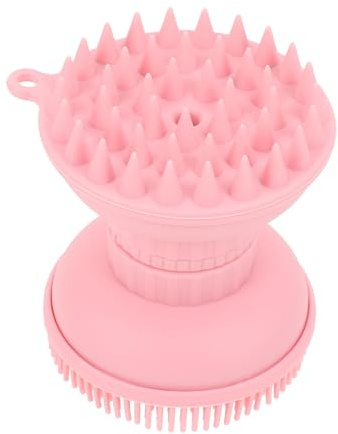 1 Stück Rosa Silikon Shampoo Bürste mit Doppelseitigem Bürstenkopf | Kleine Lochstruktur, ein Stück Design, für Dusche und Zuhause, zur Haarreinigung
