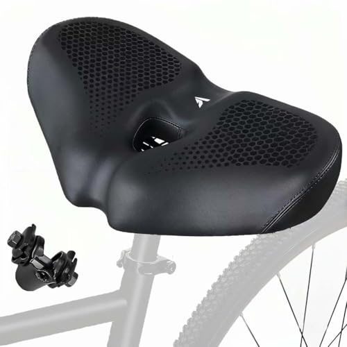 Selle de vélo surdimensionnée pour Homme et Femme, Universelle pour VTT, vélos de Ville, vélos électriques et vélos d'appartement, Confortable, Extra Large, Respirante et Ergonomique (Noire)