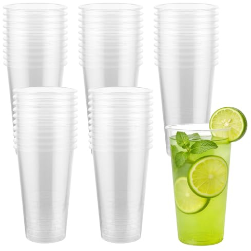 GBACHOOSE 50 Stück Plastikbecher 0,5 Liter Mehrweg, Mehrwegbecher 0,5 L, Plastikbecher Mehrweg, Trinkbecher Plastik 500ml, Transparente Hartplastik Becher für Getränkepartys, Hochzeit,Geburtstag