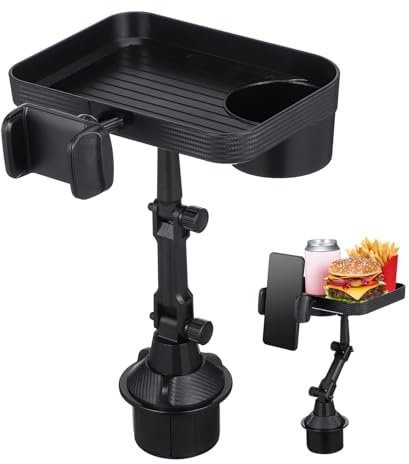WEKADRIN Vassoio Auto Porta Bicchieri e Supporto Cellulare in Plastica Resistente per Console Centrale Organizer Multiuso per Viaggi e Uso Esterno