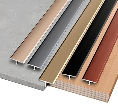 3 Pièces Bande de Transition en T Aluminium Barre de Seuil Profil de Transition de Sol pour Les Espaces Entre les Carreaux(Silver,6mm)