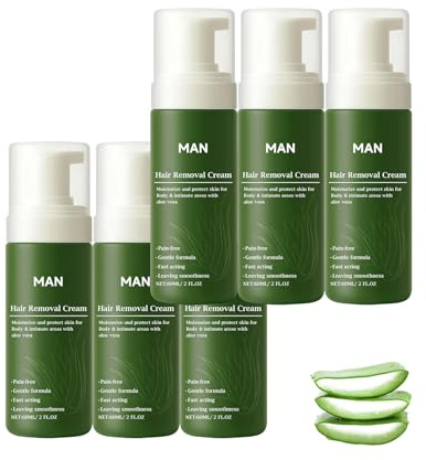 Haarentfernungscreme für Männer, Intimbereich, feuchtigkeitsspendend, pflegend, nicht klebrig, für Gesicht, Körper &Intimbereich, schmerzfrei, sanft, schnell wirkend, Haarentfernungsmousse (6PCS)