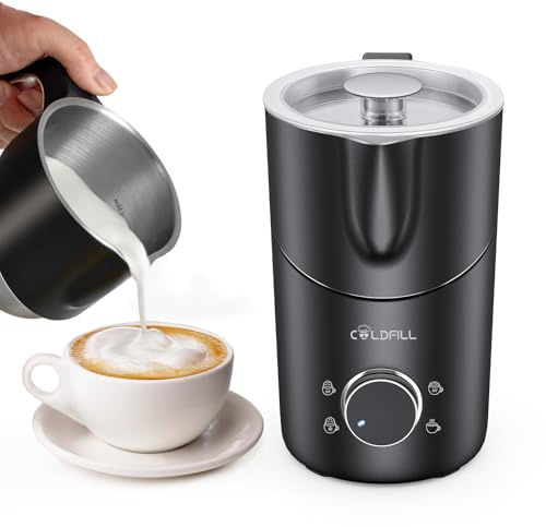 Espumador de Leche 8 en 1, Espumador Leche Eléctrico 400 ml con Espuma Caliente y Fría, Función Calentador de Leche, Milk Frother de Acero Inoxidable Apto para Lavavajillas, Negro