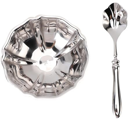 Buachois Tasses à Glace en Acier Inoxydable, Bol à Dessert sur Pied, Coupes à Dessert à Glace Réutilisables pour Salade, Pudding, Fruits, Coupes Glacées pour Manger à la Maison et Fêtes