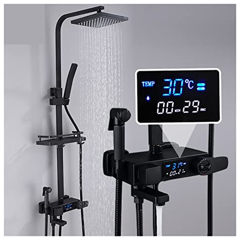 Colonne de Douche, Ensemble de robinet de douche à affichage numérique thermostatique douche Mxer grue douche robinet de bain baignoire douche mitigeurs robinet de Bidet(Thermostatic 002)