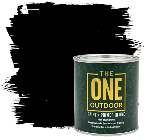 THE ONE Outdoor Paint - Black, 2.5 Litre | Durable Exterior Paint for Wood, Metal & Masonry | Weather Resistant Finish