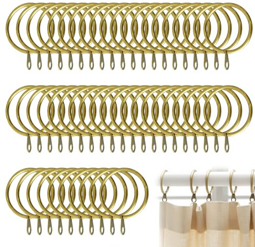 Curtain Rings – 50 Pack Curtain Pole Rings 38mm Antique Brass Curtain Rings with Eyelet Design, Metal Curtain Rod Rings for Hanging Curtains, Drapes, Window Treatments for Home Office