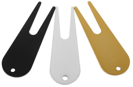 NIYANGLE Forchetta per Riparazione Zolle da Golf in Ferro Leggero 3 Pezzi Strumento Portatile per Segni di Pitch e Palline su Putting Surface