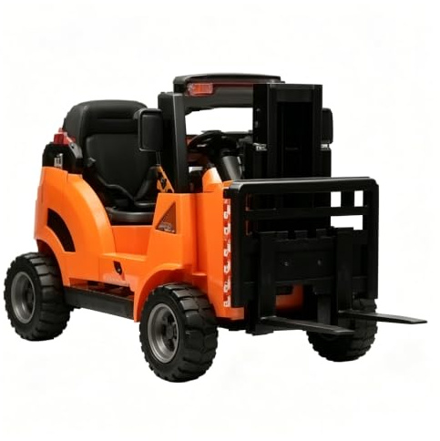 Garvee Muletto Elettrico per Bambini 12V, con Forche Regolabili, Arancione | Carrello Elevatore,Telecomando a 2,4 GHz, Luci a LED, Funzione Musicale, Porta USB, Doppia Velocità