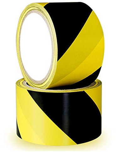 Cintas de seguridad (2 unidades, 70 mm x 20 m), color negro y amarillo