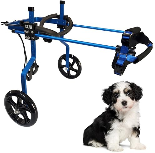 KAJILE Einstellbare Hunde-Rollstuhl,Hinterbein-Rehabilitation,Blau, | Einfache montage,reha-training für hunde mit schwachen hinterbeinen,hinterbeinstütze,mobilitätshilfe,aluminiumlegierung