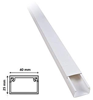 2PZ CANALINA 40x25 mm 2 metri per cavi elettrici in plastica passacavi bianco coprifili a parete con copertura