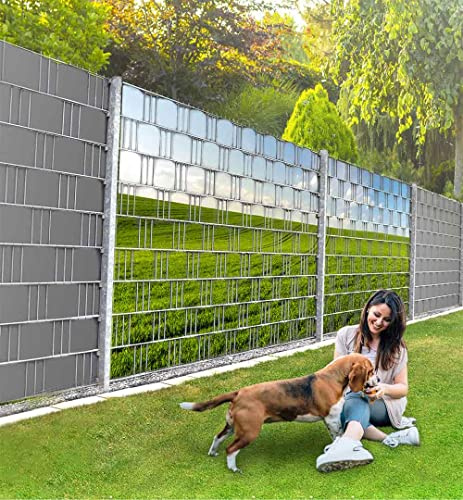 MyMaxxi Infinity Zaunsichtschutz | Field 01 Teil1 Motiv 9 Streifen | Sichtschutzstreifen für Doppelstabmattenzaun | Windschutz Sonnenschutz Blickdicht | Sichtschutz Garten | Sichtschutz