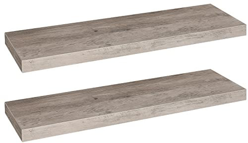 HOOBRO Floating Shelves for Wall, Wall Mounted Shelf Set of 2, 31.5 Hanging Shelf with Invisible Brackets, for Wall Decor Storage in Bathroom Bedroom Kitchen Living Room Office, Greige BG80BJP201