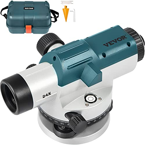 VEVOR Niveau Automatique Optique 24X Professionnel Chantier Ouverture 40 mm Compensateur Magnétique Auto-Nivelant Précision Mise à Niveau 1,6 mm/30,5 m Étanche IP54 avec Mallette
