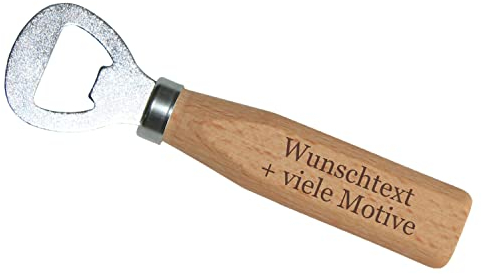 Flaschenöffner mit Gravur - Geschenke für Männer, Bieröffner personalisiert mit Name + Motiv, Kapselheber aus Holz, Geburtstagsgeschenk, Vatertagsgeschenk