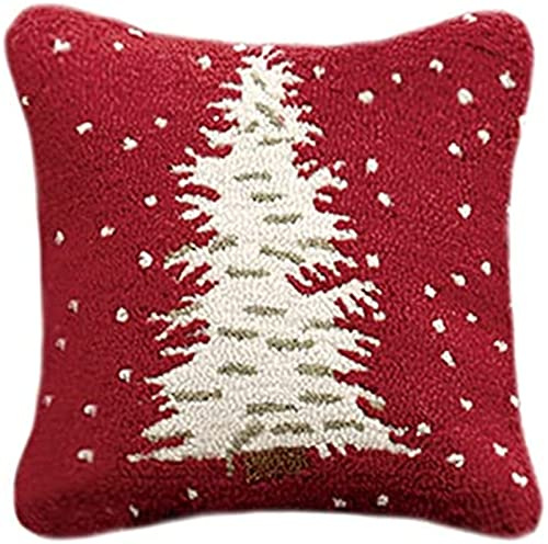 VIONNPPT Latch Hook Cushion for Children Adults, Christmas Series Decorative Cushion Cover Latch Rug for Yourself Knotting DIY Cushion Latch Hook Kit, 43 cm x 43 cm (Christmas Tree)