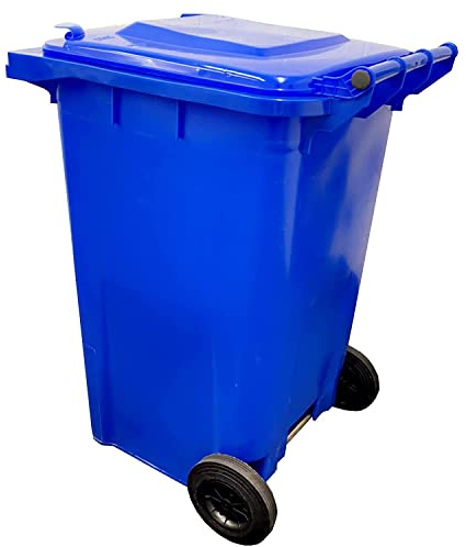 Pluto Packaging 240L Large Blue Standard Size Household Wheelie Bin | With Handle Lid & Wheels