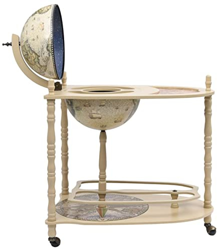 Tidyard Carrello,Bar a Globo,Portavini,Portavino,Scafffale,Portabottiglie,con Ruote,con Supporto in Legno,Carrello Legno,Minibar,Portavini,Carrello Bar,Carrello liquori,Porta liquori