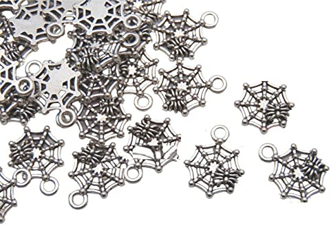 Vision4ever 20 Pcs - 17mm Tibetan Silver Spider 's Web Halloween Charms Spider Gothic Easy To Use and Cleans and Useful for Decorations