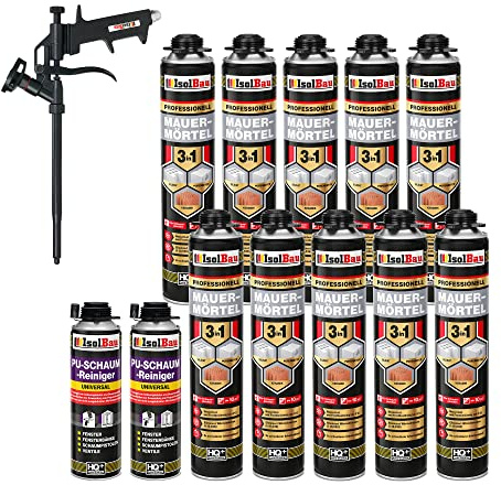 Isolbau Lot de 2 pistolets à mousse en téflon, 2 nettoyants en polyuréthane, 10 x 750 ml