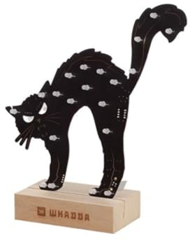 Whadda Lötbausatz, XL-Platine, gruselige Katze, mit Holzhalter, Bildungs- und kreatives Mint-Bausatz