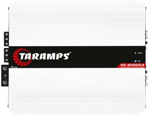 TARAMPS DS4000X42OHM DS 4000x4 2 Ohms 4000 Watts RMS 4 Channels Amplifier, Multi-Channel Class D, Full Range Car Show Power System, Crossover High/Low Pass Bridgedable, Aluminium, RCA, Ds 4K Amp