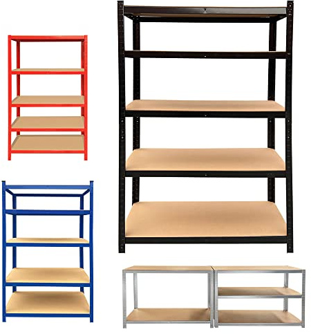 Garage Shelving Units 5 Tier Kitchen Shelving Unit for Storage Cupboard,180cm Heavy Duty Racking Shelves Adjustable Freestanding Kitchen Wall Shelving Units with Bolt-Free Assembly-875kg Total Load