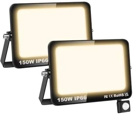 SKYWORLD LED Strahler mit Bewegungsmelder Außen, 10W 1000LM Flutlicht | 3000K Warmweiß LED Fluter mit Sensor, Wasserdicht Flutlichtstrahler Scheinwerfer für Hof Garage Garten Parkplatz Sportplatz
