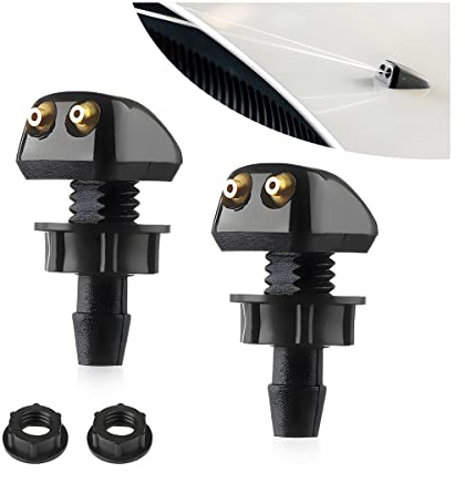 Car Front Windshield Washer Nozzle, 2Pcs Car Wiper Washer Sprayer, Automotive Replacement Durable Adjustable Front Windshield Wiper Washer Nozzle Spray Sub Assembly, Spray Jet Kit for Most Car