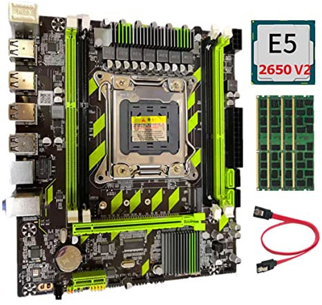 Koanhinn Kit de Carte MèRe X79 X79G avec Processeur E5 2650 V2 + 4X4G DDR3 RAM + Câble LGA2011 DDR3 REG ECC M.2 8 USB SATA3.0 Carte MèRe