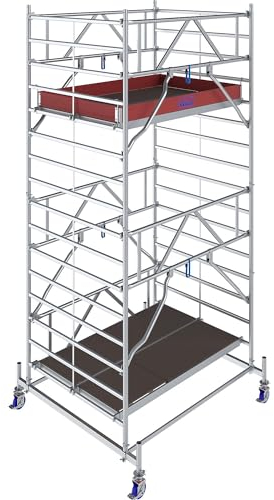 Krause 781031 - Ponteggio in alluminio, telaio mobile, altezza di lavoro (max): 5,40 m, argento 192,5 kg
