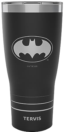 Tervis Traveler DC Comics Batman Logo Gravé sur Onyx Shadow Triple Paroi Gobelet de voyage isotherme Garde les boissons froides et chaudes, 880,5 g, Onyx Shadow
