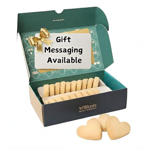 Wilfreds Handmade Shortbread Biscuits Gift Box – 20 Buttery Heart Biscuits with Shirgar Butter – Luxury Traditional Recipe – Perfect Mother’s Day, Christmas Shortbread & Thoughtful Gift