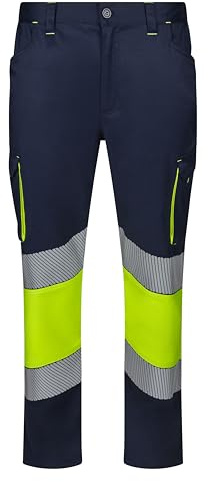 VELILLA 303008S Pantalon Stretch Bicolore avec Sangle segmentée, Bleu Marine/Jaune Fluo, Taille M, Bleu Marine et Jaune Fluo, M